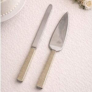 Glitter Diamond Wedding Cake Knife Server Set Rhinestone Handle